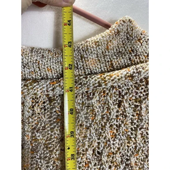 Pure Handknit Tan Cotton Cardigan Sweater M/L Long Button Up Boho Cottage Core - Picture 8 of 8